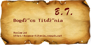 Bogács Titánia névjegykártya